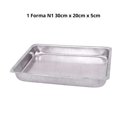 Imagem de Kit Cozinha Alumínio - 1 Forma Retangular N1 - 1 Forma Retangular N2 + Frigideira 20cm Antiaderente