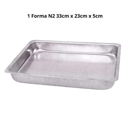 Imagem de Kit Cozinha Alumínio - 1 Forma Retangular N1 - 1 Forma Retangular N2 + Frigideira 20cm Antiaderente