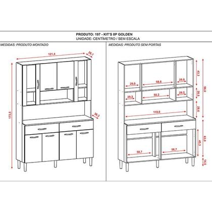 Imagem de Kit Cozinha Ambiente Golden 8 Portas Freijó Gris - Kits Paraná