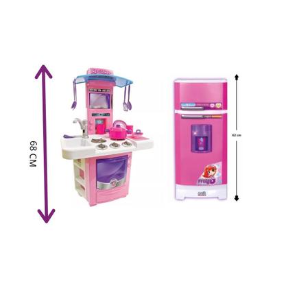 Imagem de Kit cozinha big star + geladeira magica super rosa