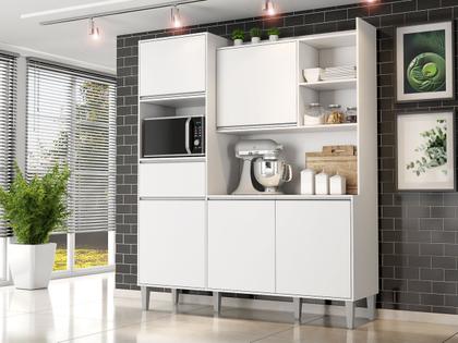 Imagem de Kit Cozinha Compacta 160cm com 5 Portas 1 Gaveta Isabel Branco - AJL Móveis
