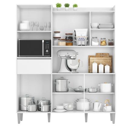 Imagem de Kit Cozinha Compacta 160cm com 5 Portas 1 Gaveta Isabel Branco - AJL Móveis