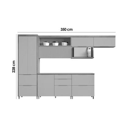 Imagem de Kit Cozinha Completa 6 Peças Marquesa (3Aéreos+2Balcões+1Paneleiro) C6P86 Nature/Verde - Nesher