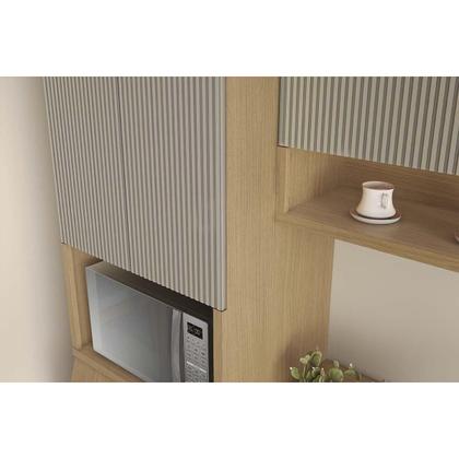 Imagem de Kit Cozinha Completa 6 Peças Simone Mendes (3Aéreos+2Balcões+1Paneleiro) C6P90 Carvalho/Cinza - Nesher