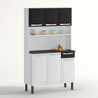Imagem de Kit Cozinha de Aço Compacta Itatiaia Rose 6 Portas e 1 Gaveta Branco e Preto