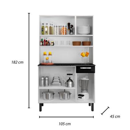 Imagem de Kit Cozinha de Aço Compacta Itatiaia Rose 6 Portas e 1 Gaveta Branco e Preto