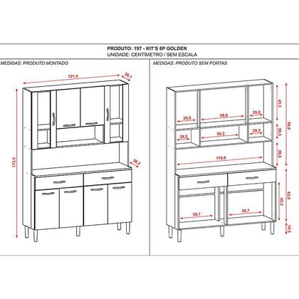 Imagem de Kit Cozinha Golden 8 Portas Freijó Gris - Kits Paraná