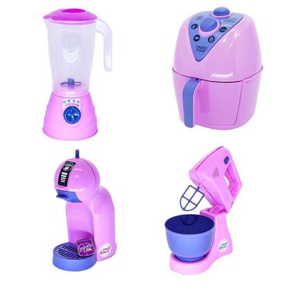 Imagem de Kit Cozinha Infantil Air Fryer Batedeira Fogão Potes 24Pç