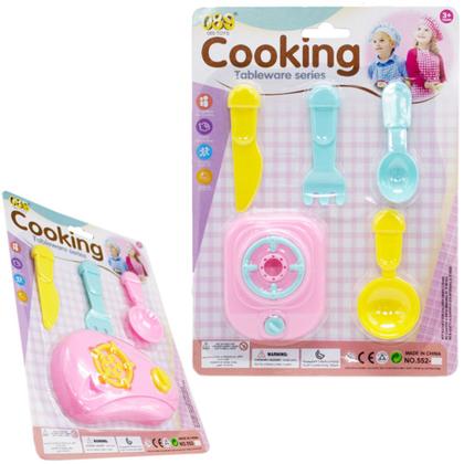 Imagem de Kit cozinha infantil com fogao + utensilios cooking 4 pecas