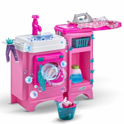 Imagem de Kit Cozinha Infantil E Máquina De Lavar Faz De Conta Saí Água Com Acessórios Magic Toys