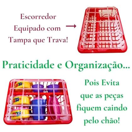 Imagem de Kit Cozinha Infantil Escorredor Louças Batedeira Brinquedo