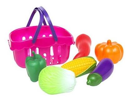 Imagem de Kit Cozinha Infantil Legumes Com Cestinha De Mercado 7 Peças