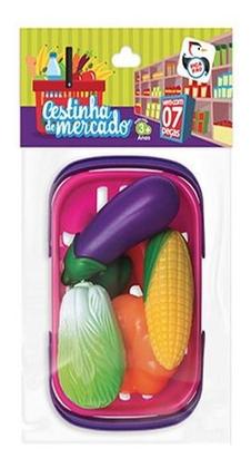 Imagem de Kit Cozinha Infantil Legumes Com Cestinha De Mercado 7 Peças