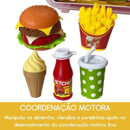 Imagem de Kit Cozinha Infantil Maleta Lanche Hamburguer Fast Food Paki