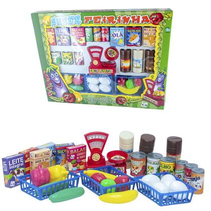 Imagem de Kit Cozinha Infantil Menina Rosa Mercado Microondas Pote 42p