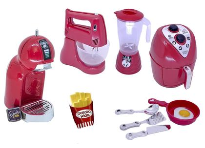 Imagem de Kit Cozinha Infantil Verm Airfryer Bate Cafetei Liqui 12PÇ