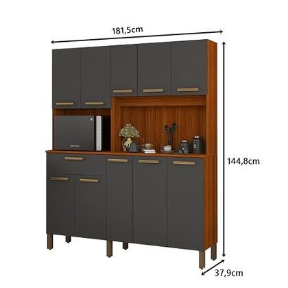 Imagem de Kit Cozinha Jade 10 Portas Cinamomo/Grafite - Vitamov