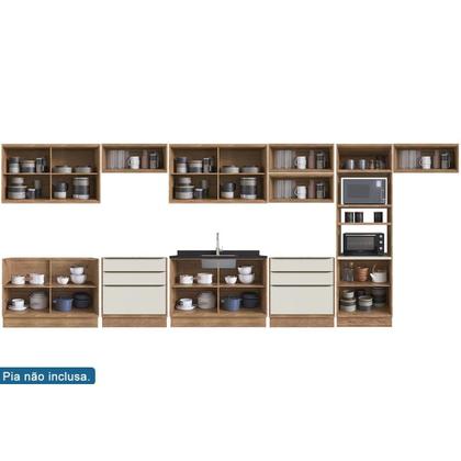 Imagem de Kit Cozinha Modulada 14 Peças Versalis 1 (6Aéreos+4Balcões+1TorreQuente+3Complementos) C14P166 Freijo/Cinza Argila-Herval