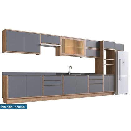 Imagem de Kit Cozinha Modulada 14 Peças Versalis 1 (6Aéreos+4Balcões+1TorreQuente+3Complementos) C14P166 Freijo/Cinza Argila-Herval