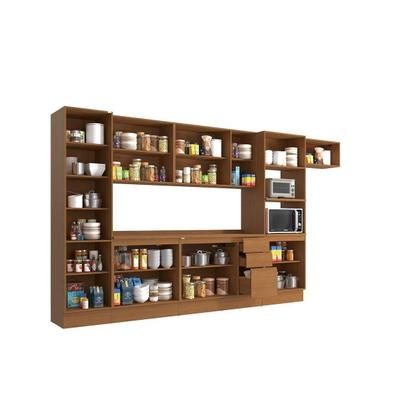 Imagem de Kit Cozinha Modulada 9 Peças Ciela (3Aéreos+2Balcões+1Paneleiro+1TorreQuente+2Complementos) C9P64 Canela/Azul Profundo-Kappesberg