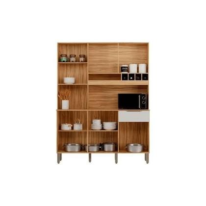 Imagem de Kit cozinha moscato com 06 pts - amendoa/off white - la 151 - moveis riodoce