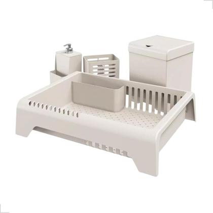 Imagem de Kit Cozinha Pia Porta Detergente Escorredor Lixeira Porta Talher