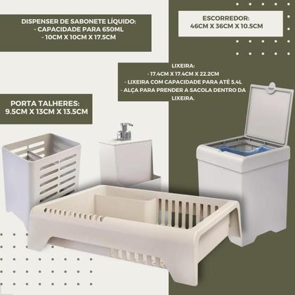 Imagem de Kit Cozinha Pia Porta Detergente Escorredor Lixeira Porta Talher