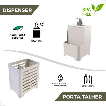 Imagem de Kit Cozinha Pia Porta Detergente Escorredor Lixeira Porta Talher