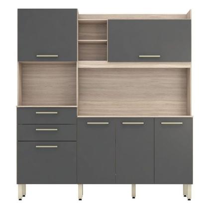 Imagem de Kit cozinha select demobile 6 portas 2 gavetas avena grafito