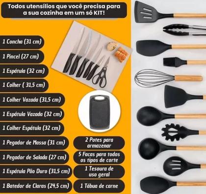 Imagem de Kit Cozinha Silicone California Conjunto 19 Peças Utensílios