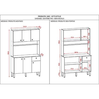 Imagem de Kit Cozinha Style 6 Portas Freijó Supremo Ripado - Kits Paraná