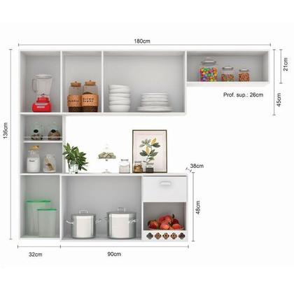 Imagem de Kit cozinha suspensa poliman mila branco