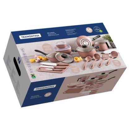 Imagem de Kit Cozinha Tramontina Antiaderente Starflon Max Mocaccino 14 Peças 28299/310
