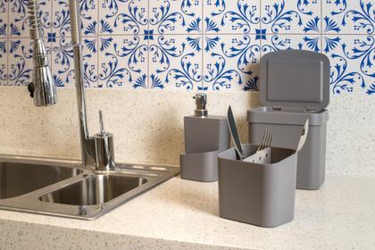 Imagem de Kit Cozinha Trium Dispenser Porta Detergente Bucha + Lixeira 4,7 Litros - Ou