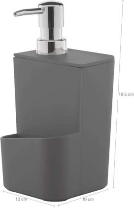 Imagem de Kit Cozinha Trium Escorredor Louça + Porta Talheres + Dispenser Detergente + Lixeira Chumbo KTE 011 OU Martiplast