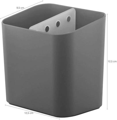 Imagem de Kit Cozinha Trium Escorredor Louça + Porta Talheres + Dispenser Detergente + Lixeira Chumbo KTE 011 OU Martiplast