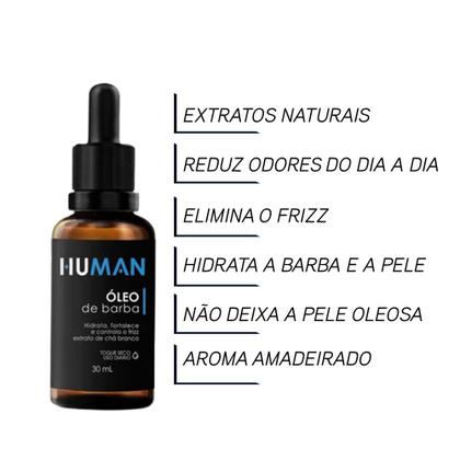 Imagem de Kit Creme Balm Barba Hidratante Facial + Óleo Hidratante Fortalecedor Amacia Human 30ml