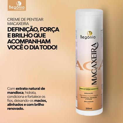 Imagem de KIT Creme De Pentear Begonia Macaxeira 200ml 3 Unds