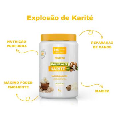 Imagem de Kit Creme de Pentear Explosão de Hialurônico  Karité  Óleos Africanos 1Kg