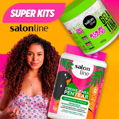 Imagem de Kit Creme De Pentear Salon Line Definição Intensa 1kg e Gelatina Salon Line 550g