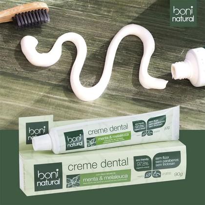 Imagem de kit Creme Dental Boni Natural Sem Flúor Menta e Melaleuca 90g - 2 Unidades