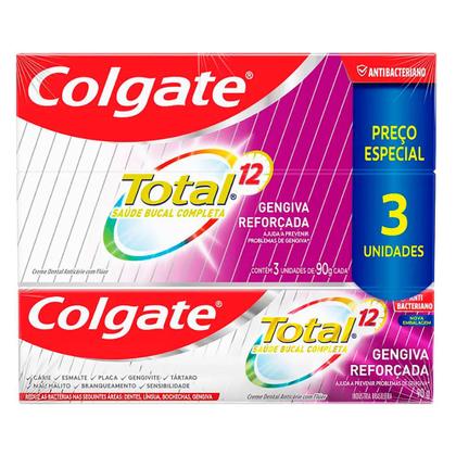 Imagem de Kit Creme Dental Colgate Total 12 Gengiva Reforçada 90g - 3 Unidades