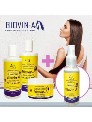 Imagem de Kit Crescimento Capilar Biovin-A Força de Cavalo + Tônico Crescimento LA Cosméticos 3x300g + 120ml