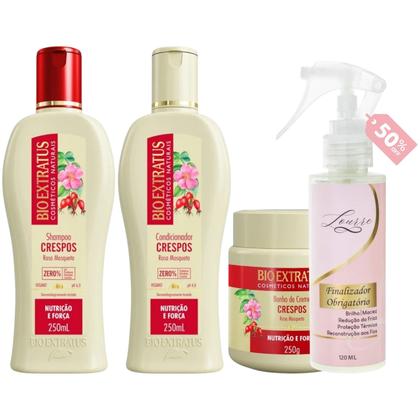 Imagem de Kit Crespos 1 Shampoo 1 Cond 1 Banho 250ml + Finalizador Obrigatório Lourre 120ml