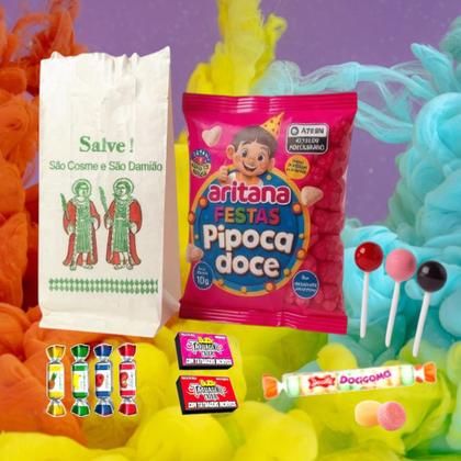 Imagem de Kit Criança Cosme e Damião com 50 Saquinhos papel + Doces