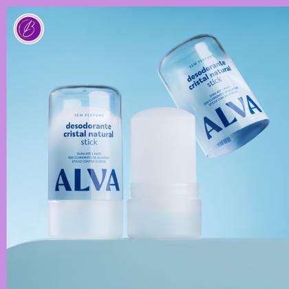 Imagem de Kit Cristal Natural Alva Dupla 2 Desodorantes Stick Natural 120g Sem Perfume 12 Horas de Proteção