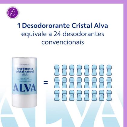 Imagem de Kit Cristal Natural Alva Dupla 2 Desodorantes Stick Natural 120g Sem Perfume 12 Horas de Proteção