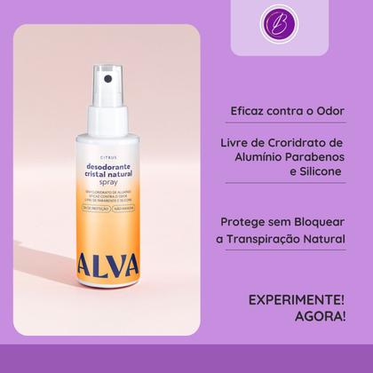 Imagem de Kit Cristal Natural Alva Trio 3 Desodorantes Spray 120ml 12 Horas de Proteção Citrus