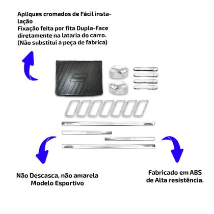 Imagem de Kit Cromado Slim para Renegade 2019 a 2021  Friso Lateral Slim Protetor de PortaMalas Apliques para Grade, Maçanetas com Keyless 4 Portas e Re