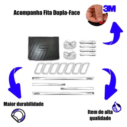 Imagem de Kit Cromado Slim para Renegade 2019 a 2021  Friso Lateral Slim Protetor de PortaMalas Apliques para Grade, Maçanetas com Keyless 4 Portas e Re